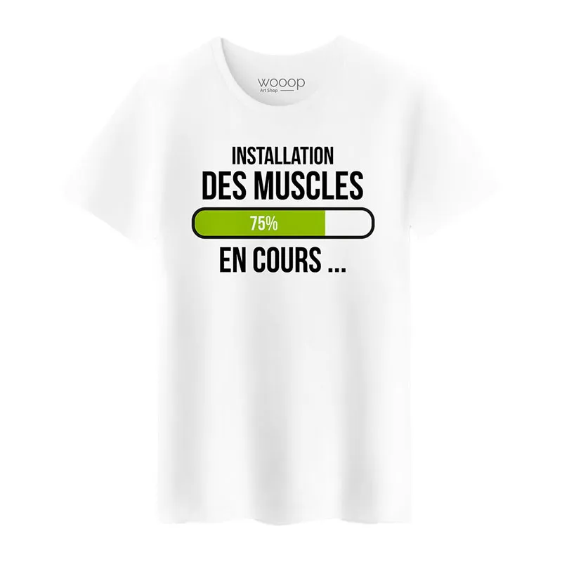 T-shirt Homme Installation des muscles en cours BIO - Blanc-0