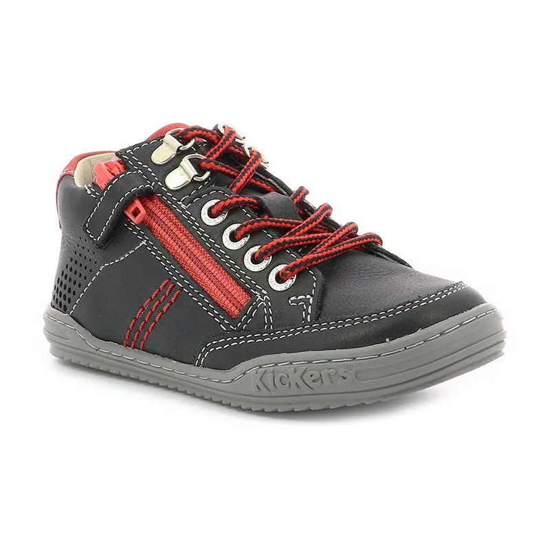 Sneakers hautes zip/lacets Joula - Noir/Rouge-0