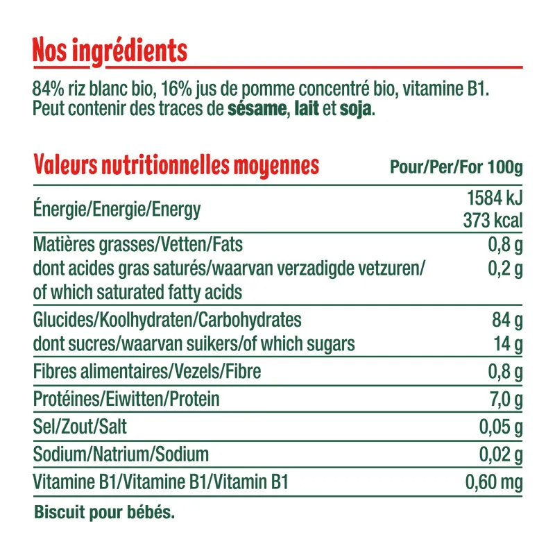 5x40g Mini-Galettes de riz à la Pomme BIO - 10m+-2
