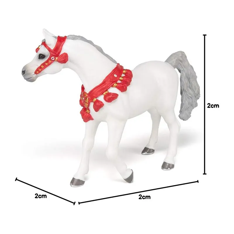 Cheval Arabe blanc en tenue de parade - 15x11cm-7