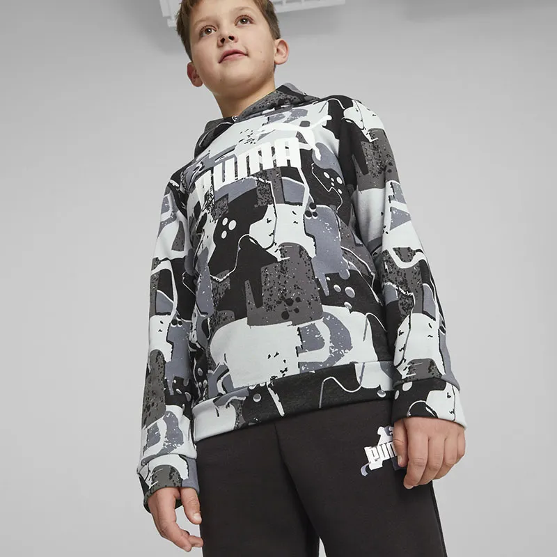 Sweat à capuche Garçon Essential Art AOP Puma - Noir-2