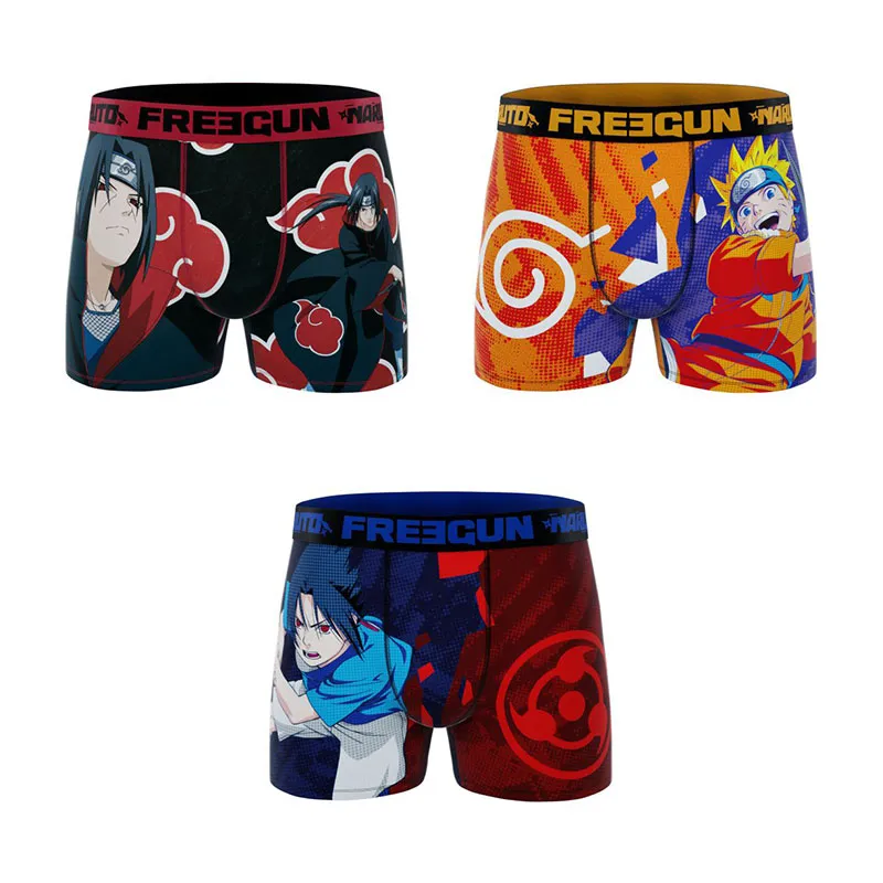 3 boxers homme Naruto Classic - Noir/Bleu/Jaune/Rouge/Orange-1