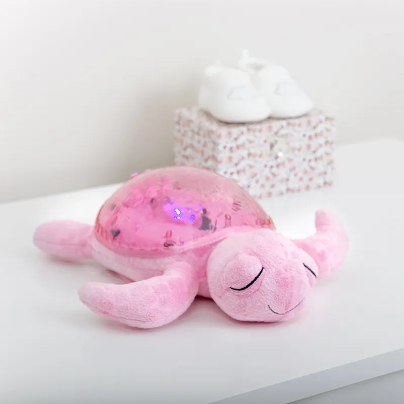 Peluche veilleuse Musicale Tortue Rose - 30x20x8cm-0