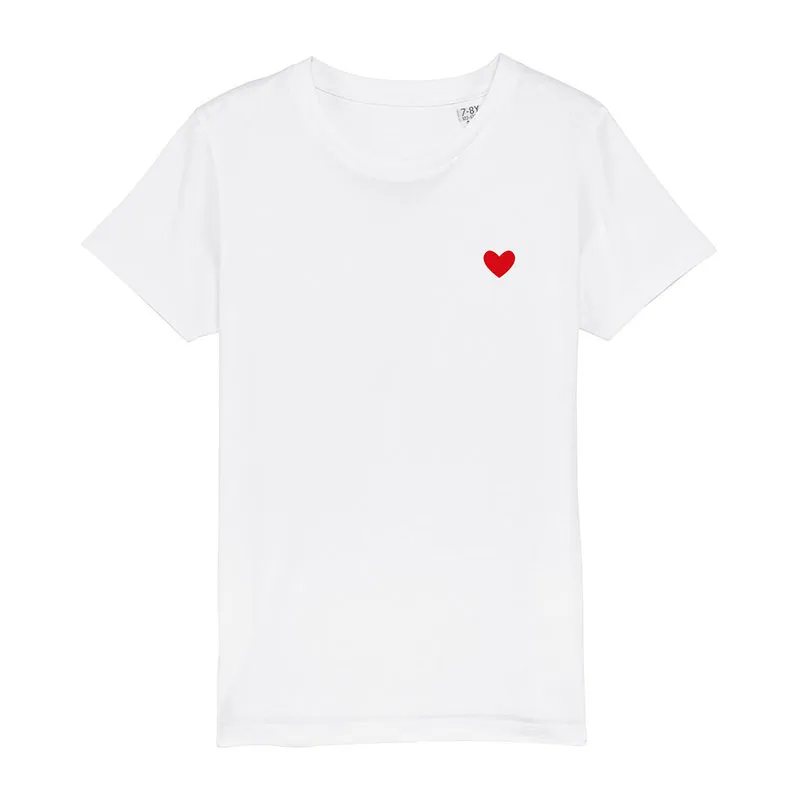 T-shirt Fille Dessin petit coeur BIO - Blanc-0