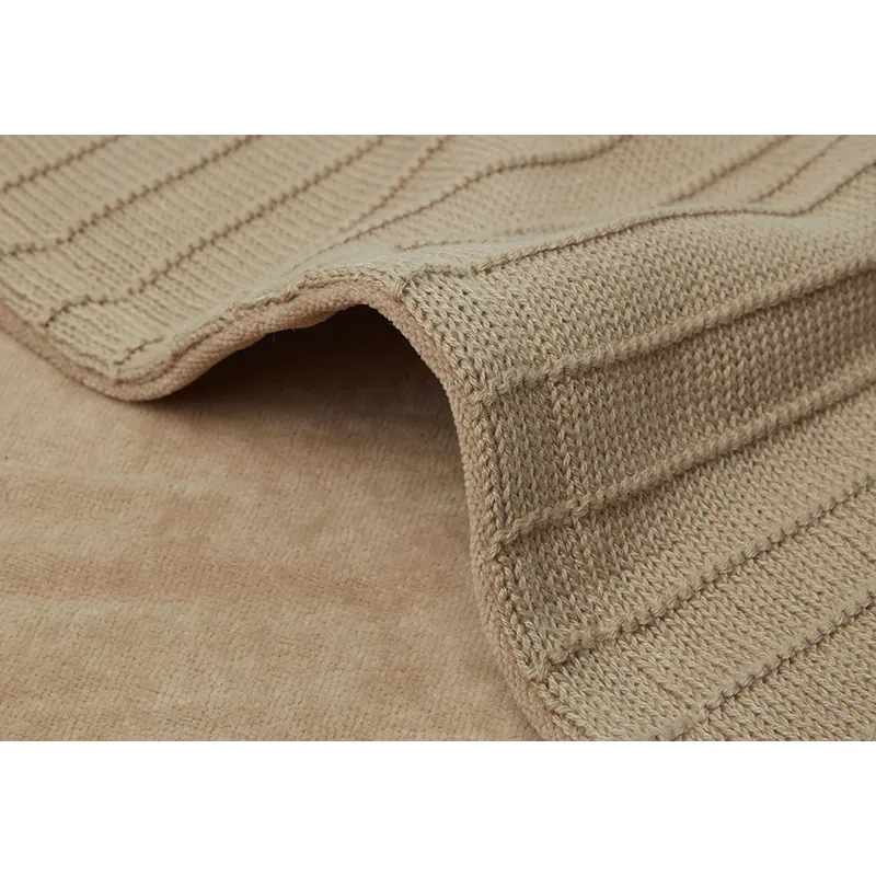 Couverture Lit Bébé Pure Knit Biscuit/Velours - 100x150cm-5