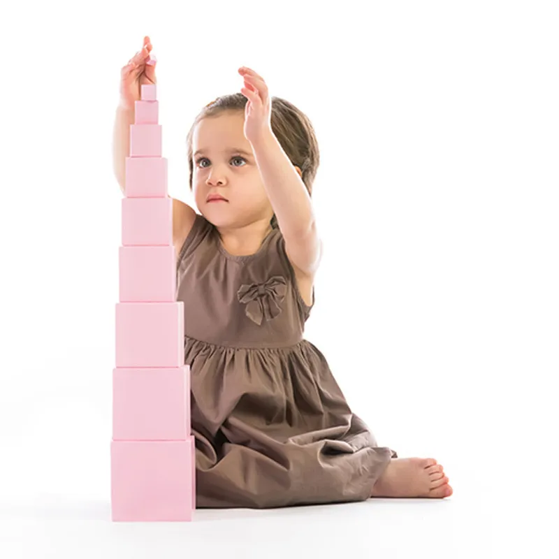 Tour 10 cubes Rose Montessori Bois - 36m+-1