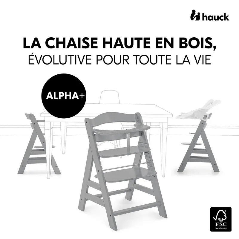 Chaise-haute Alpha+ + Transat Alpha Bouncer 2en1 + Tablette Grise - 0m+-2