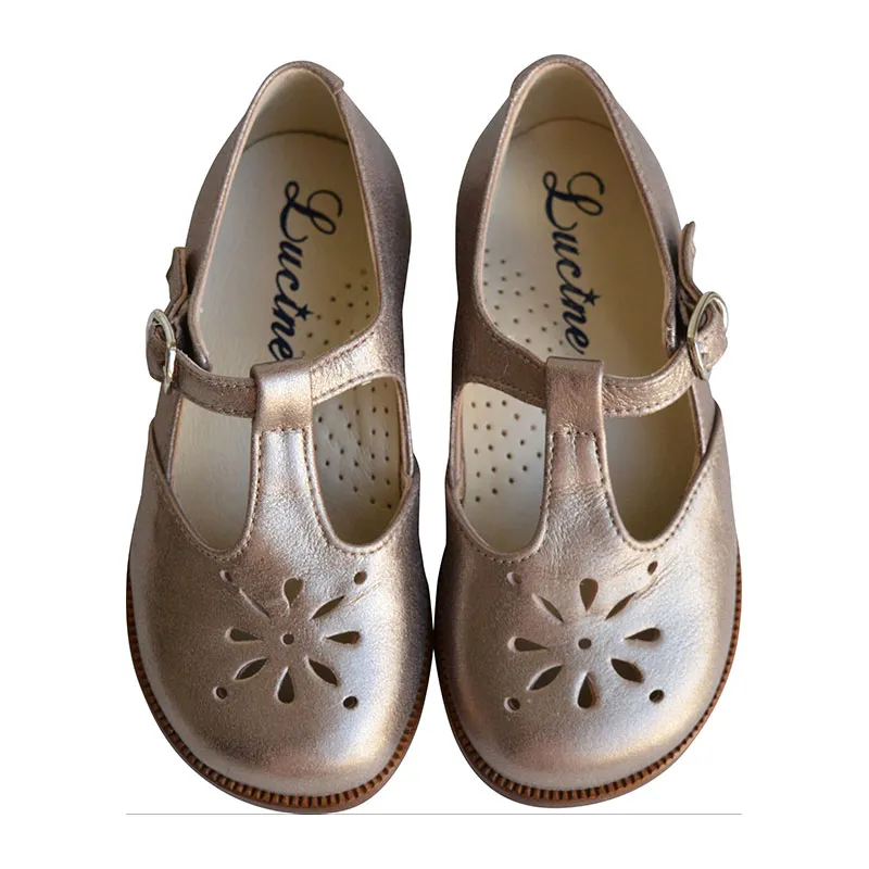 Chaussures Salomé RESISTANTES à boucle Alma - Cuir Doré rosé-0