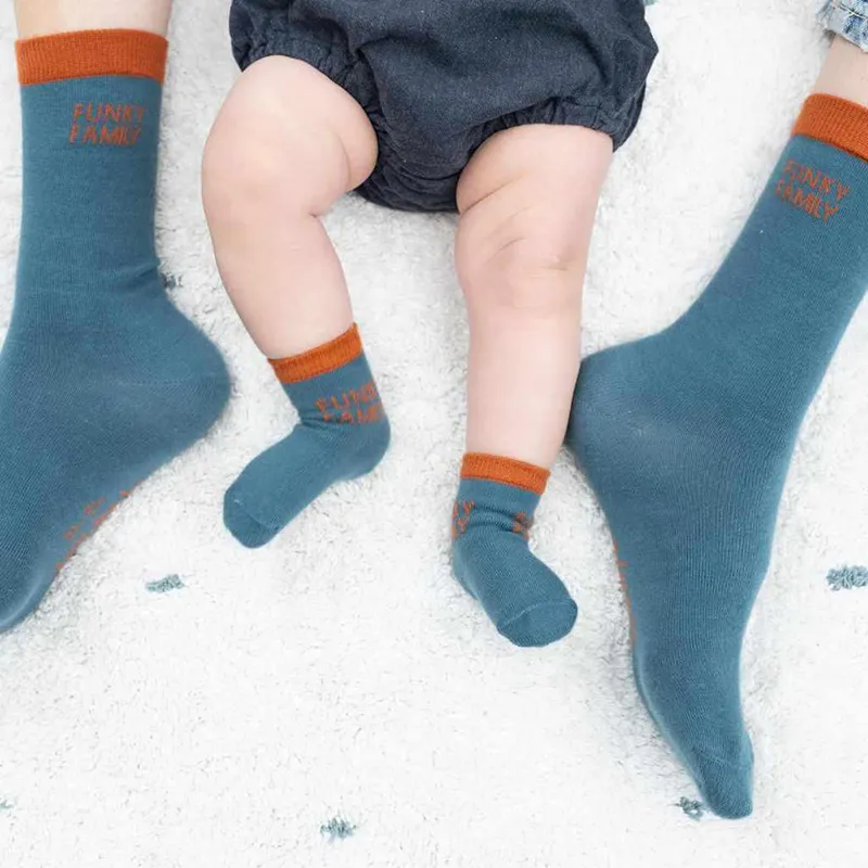 Duo Chaussettes Enfant/Homme Funky Family - Bleu-0
