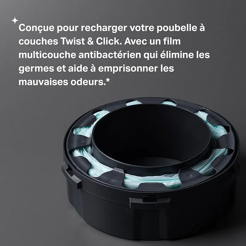 Poubelle à couche Twist & Click + 13 recharges - Rose-18