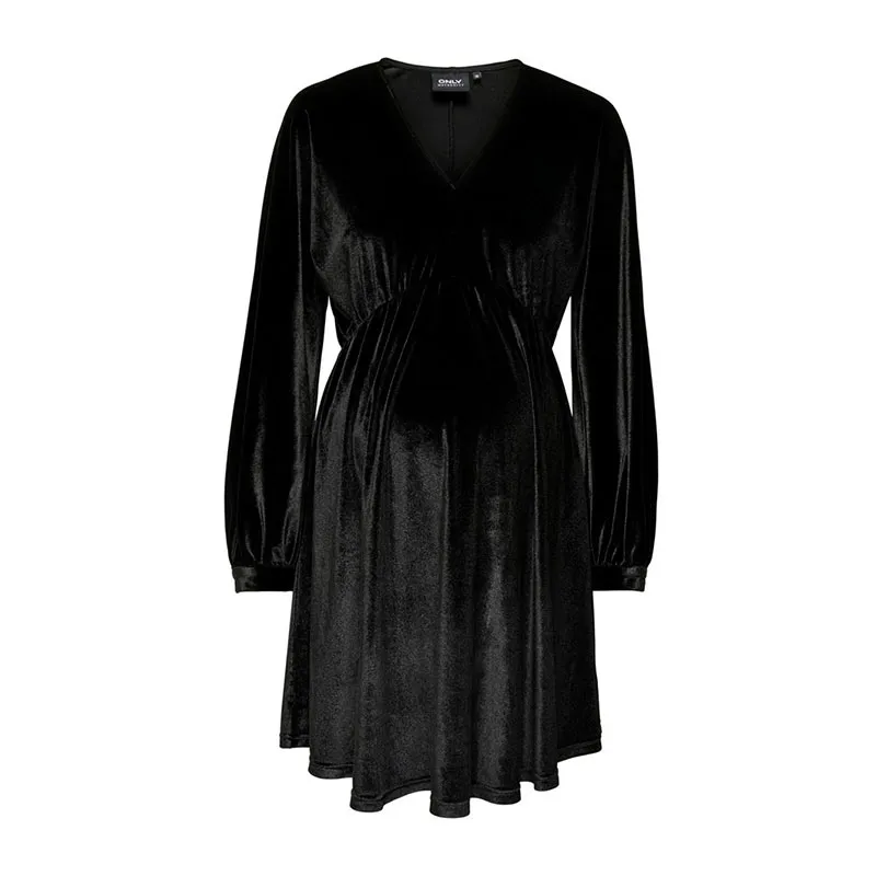 Robe de grossesse velours Esme - Noir-2