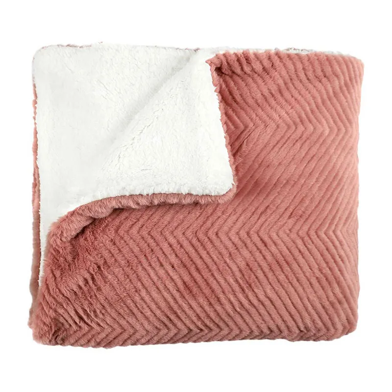 Plaid imit. fourrure Rose/Sherpa - 140x200cm-2