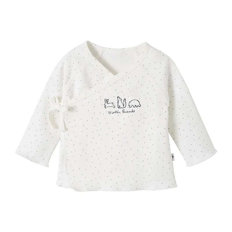 Brassière bébé naissance en coton bio - Blanc Imprimé-0