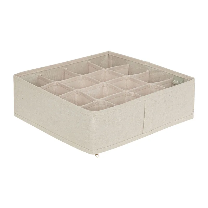Rangement tiroirs Dressy + 16 compartiments Beige - 31x31cm-0