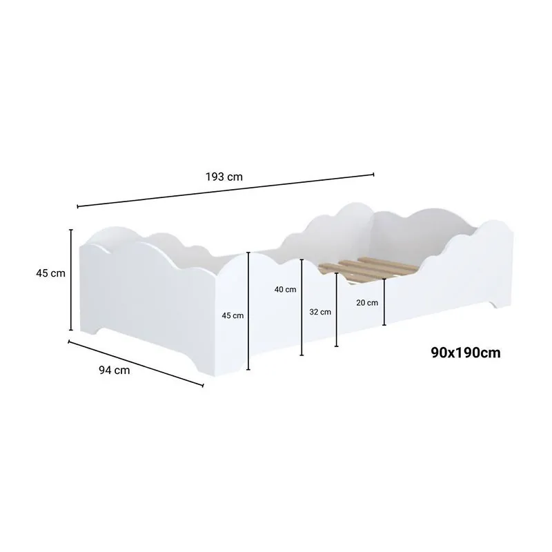 Lit Flocon + Sommier Blanc - 90x190cm-3