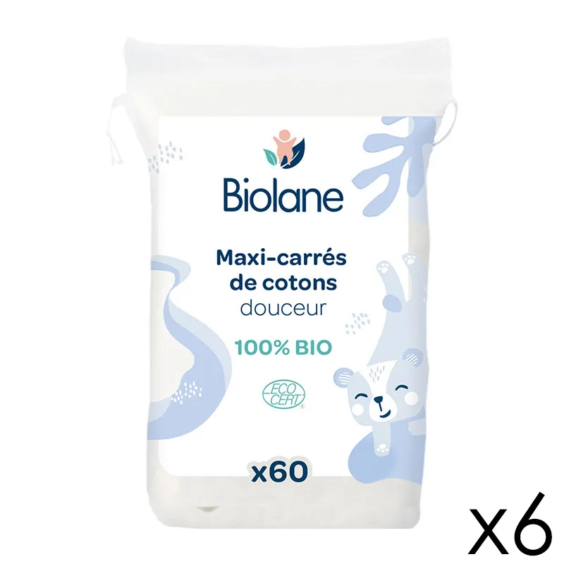 6 paquets de Maxi Carrés coton - 6x60-0