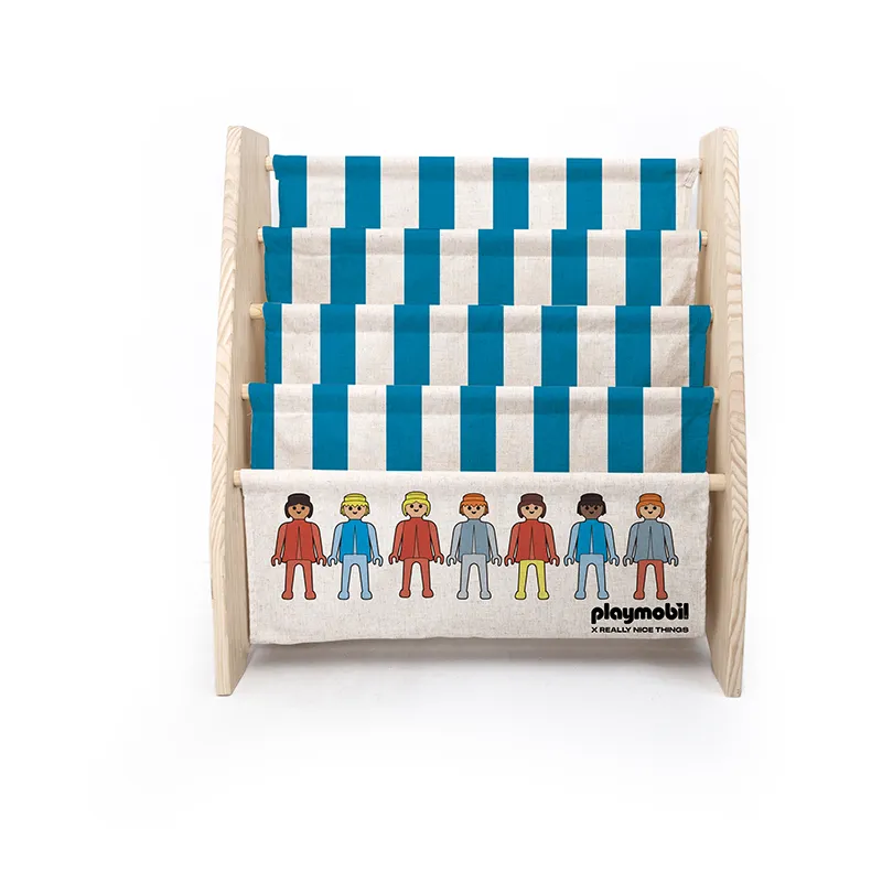 Bibliothèque en tissus Montessori Playmobil - 70x60x30cm-0