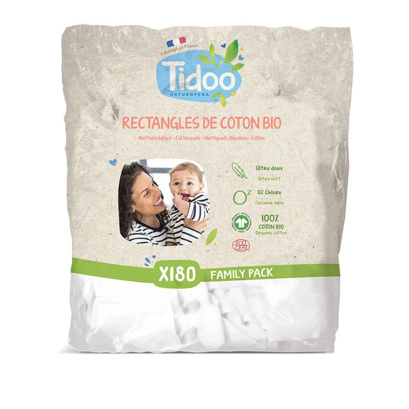 3 Paquets Rectangles de Coton Bio Family Pads - 3x180-1