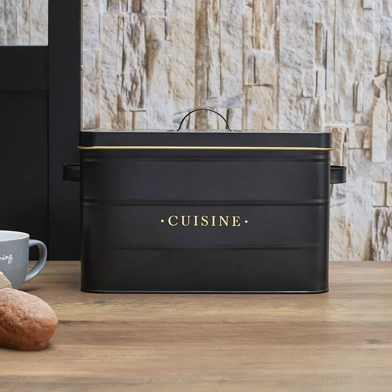 Boîte Métal Noir Cuisine - 33x21x21cm-1