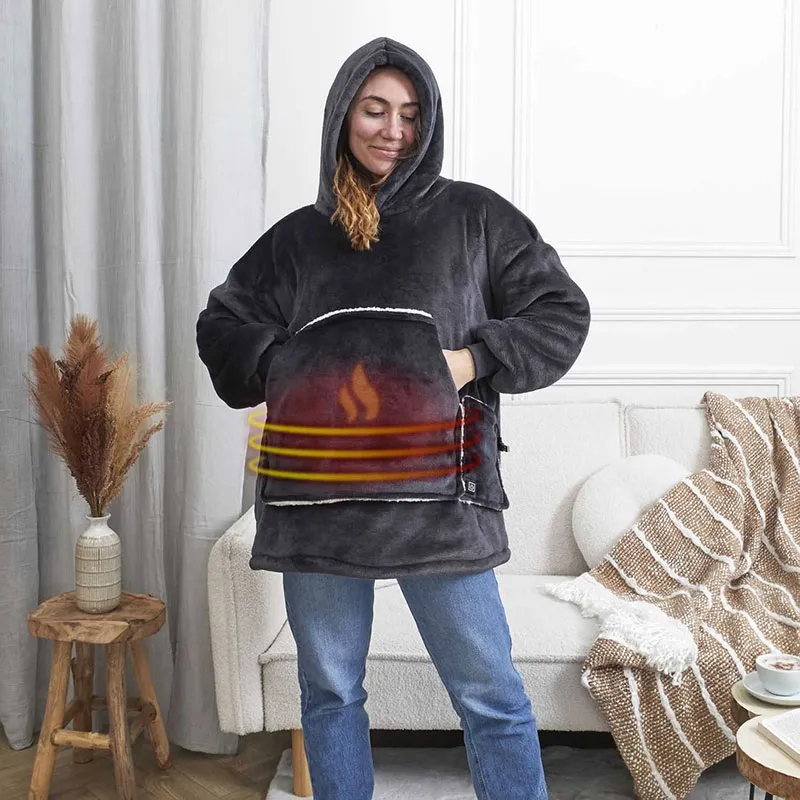 Plaid sweat chauffant - Gris-3