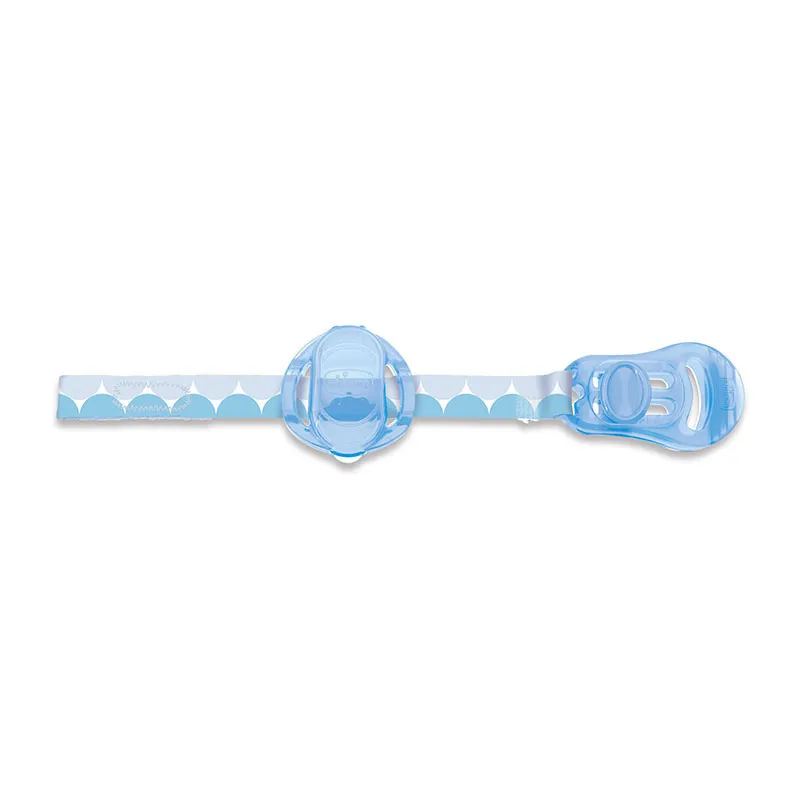 Attache-sucette ruban avec protection tétine Bleu - 0m+-0