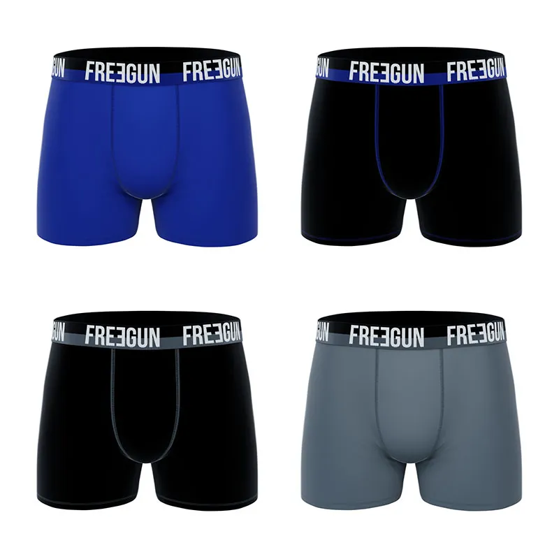 4 Boxers Homme Freegun - Noir/Gris/Blanc/Violet-0