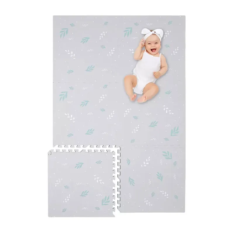 Tapis de jeu Puzzle Feuilles Grises - 120x180cm-1