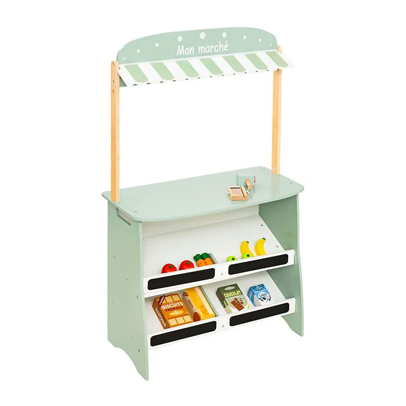 Jeu Marchande Bois + Accessoires - 60x29x99cm-0
