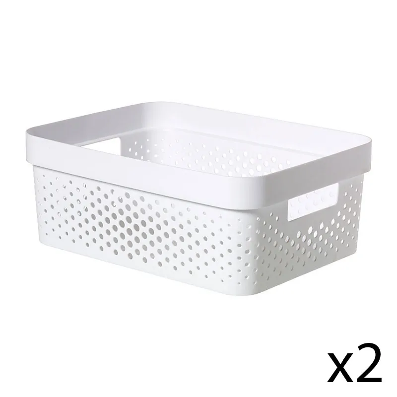 2 Paniers Infinity dots recyclé Blanc - 11L-0