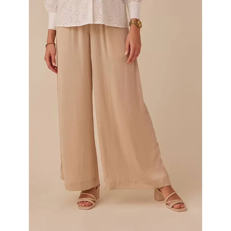 Pantalon de grossesse fluide Pallazzo - Sable-0
