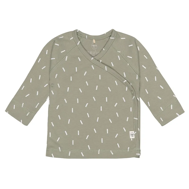 T-Shirt Kimono Coton BIO - Petits traits Olive-0