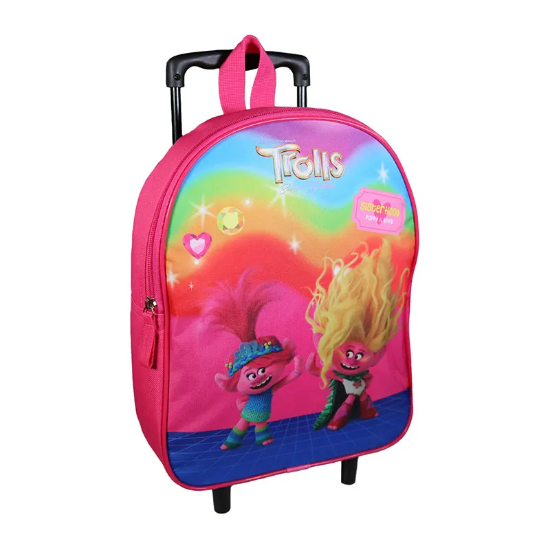 Sac à dos à roulettes maternelle Les Trolls Rose - 25x32cm-1
