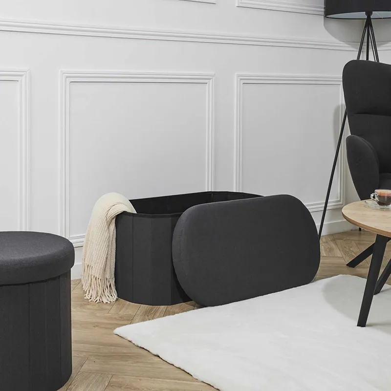 Coffre banc pliable Noir - 76x38x38cm-1