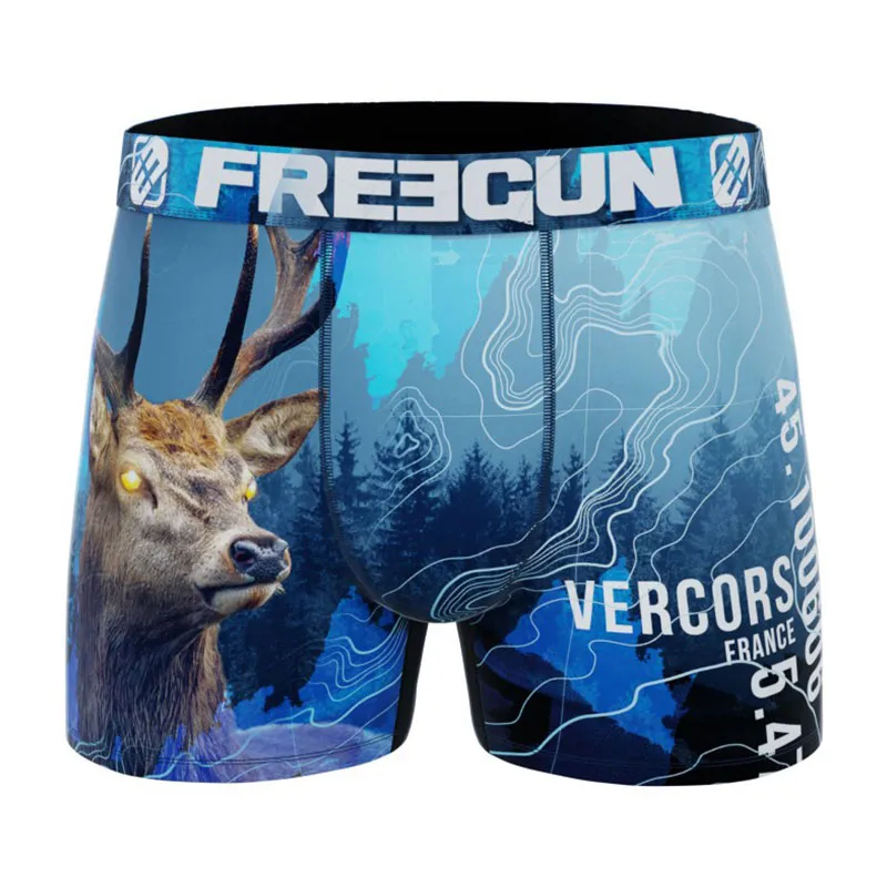 3 Boxers polyester recyclé Garçon Animal Sauvage - Bleu/Rouge/Vert-4