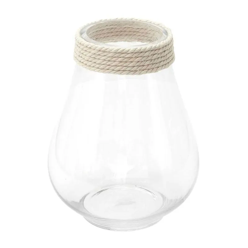 Vase Verre avec Corde - 11,5x20x25cm-1