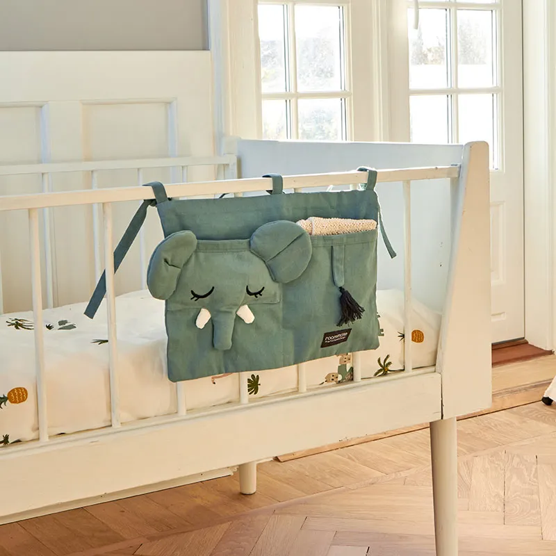 Vide-poche de lit Coton BIO Éléphant Bleu - 35x25cm-3