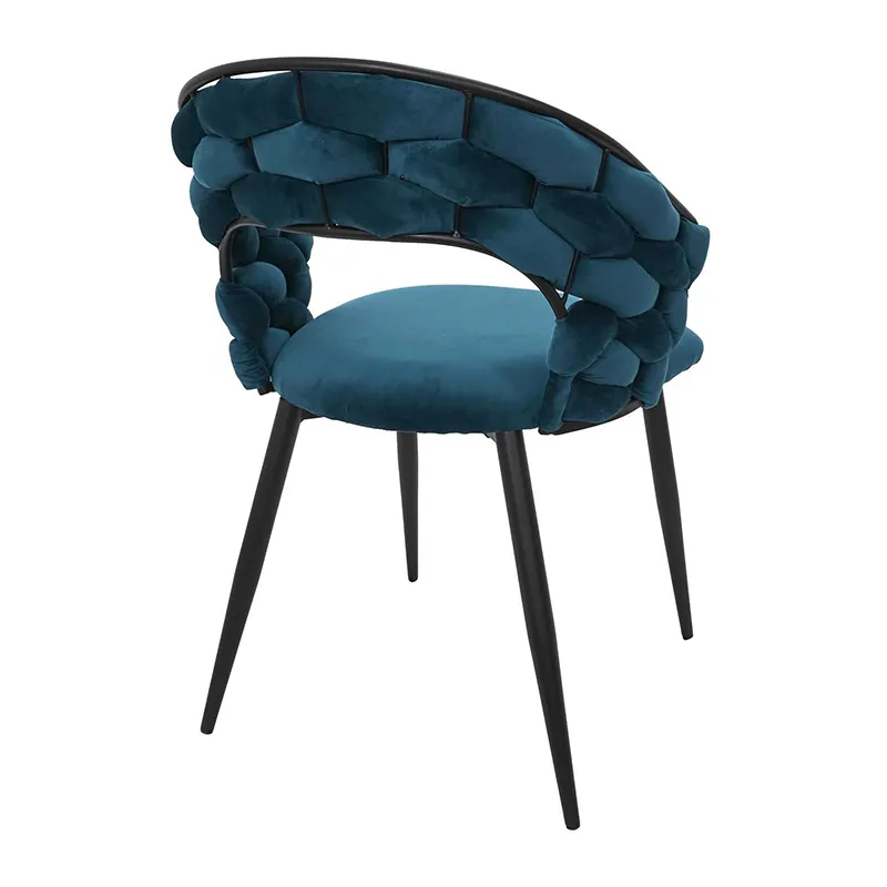 Fauteuil Velours Sawyer Bleu canard - 62x54x183cm-5