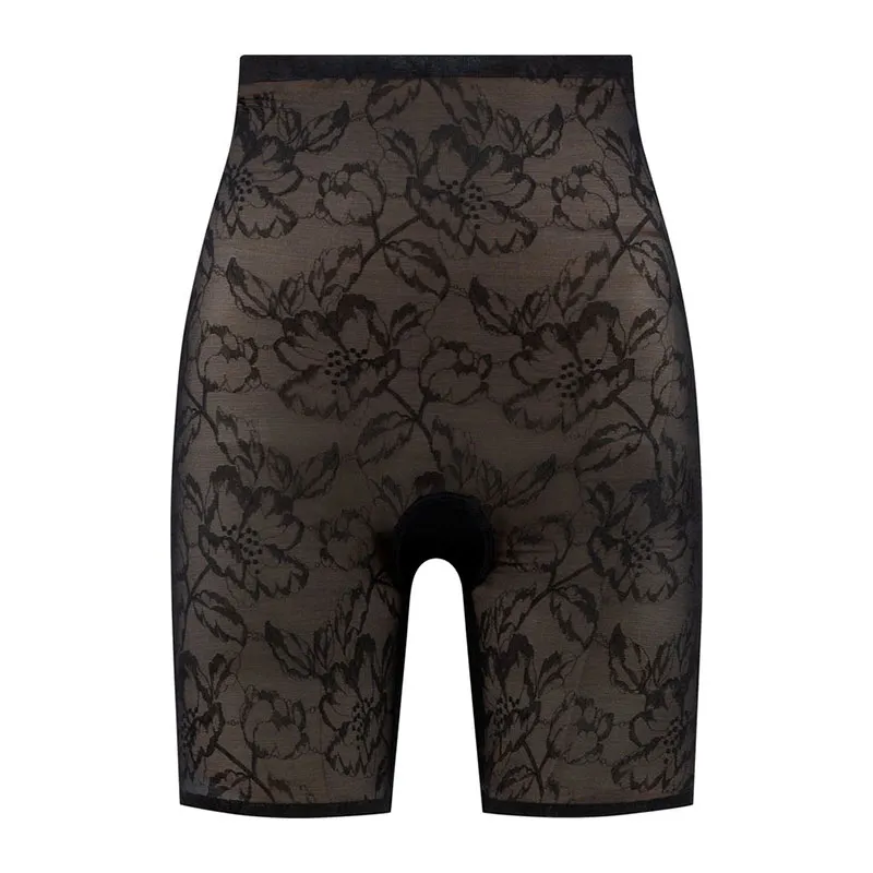 Short gainant taille haute en dentelle - Noir-0