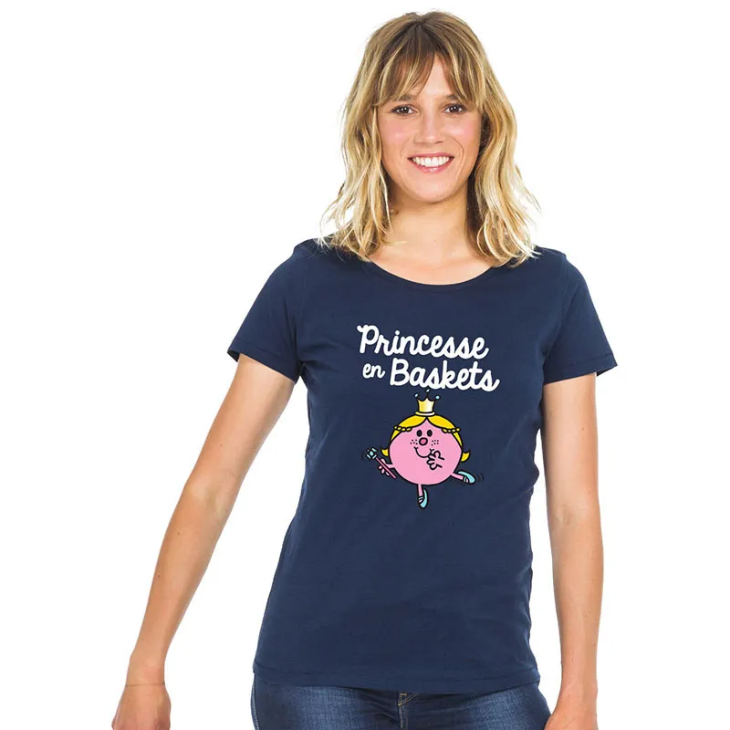 T-shirt Femme Princesse en basket BIO - Navy-0