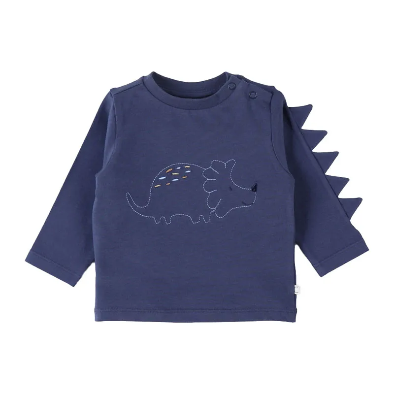 T-shirt ML Dinos - Bleu marine-0
