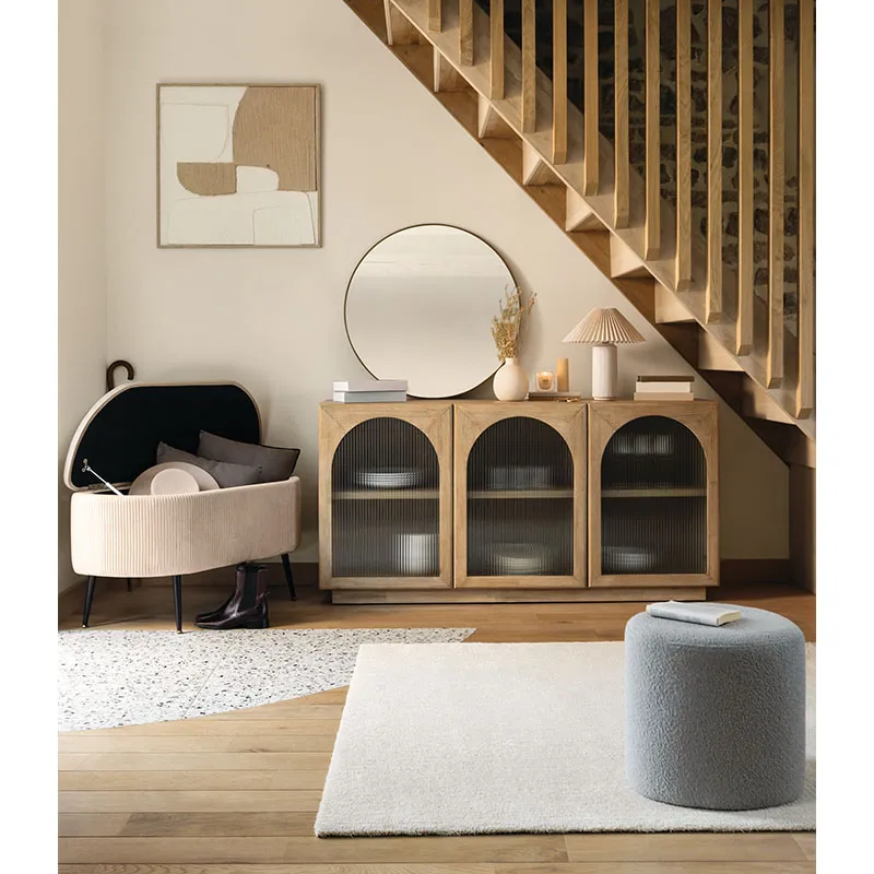 Banc Coffre Solaro velours Beige - 100x40x53cm-8