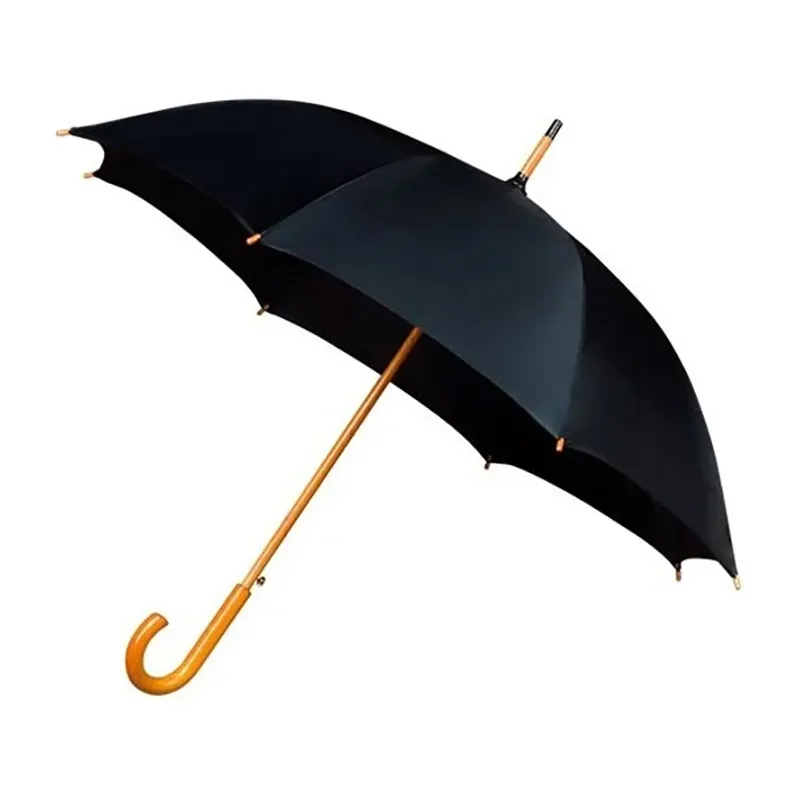 Parapluie long auto Canne bois Falconetti - Noir-1