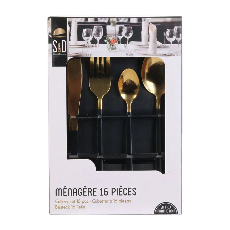 Ménagère de couverts Noir/Doré - 16pcs-7