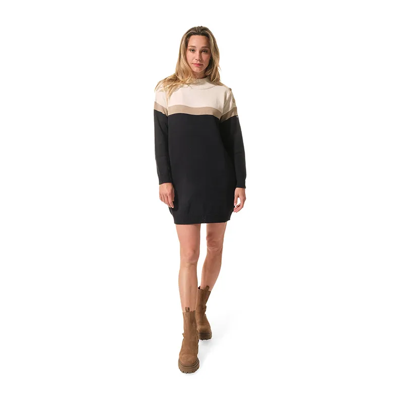 Robe Pull Charlyse Col cheminée - Ecru/Ecume/Marine-1