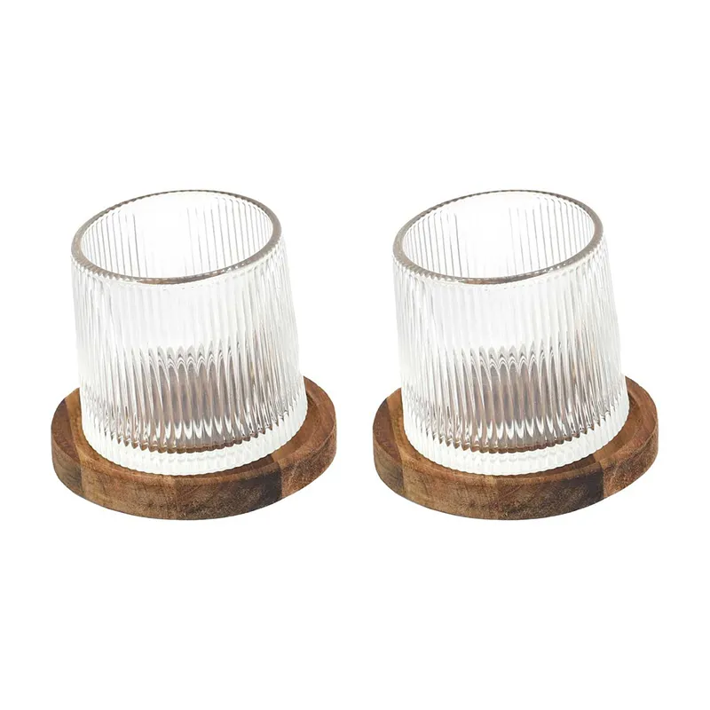 Verre Whisky support Acacia - 2pcs-0