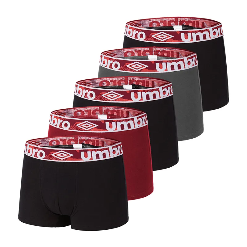 5 Boxers Homme Umbro - Noir/Rouge/Gris-0