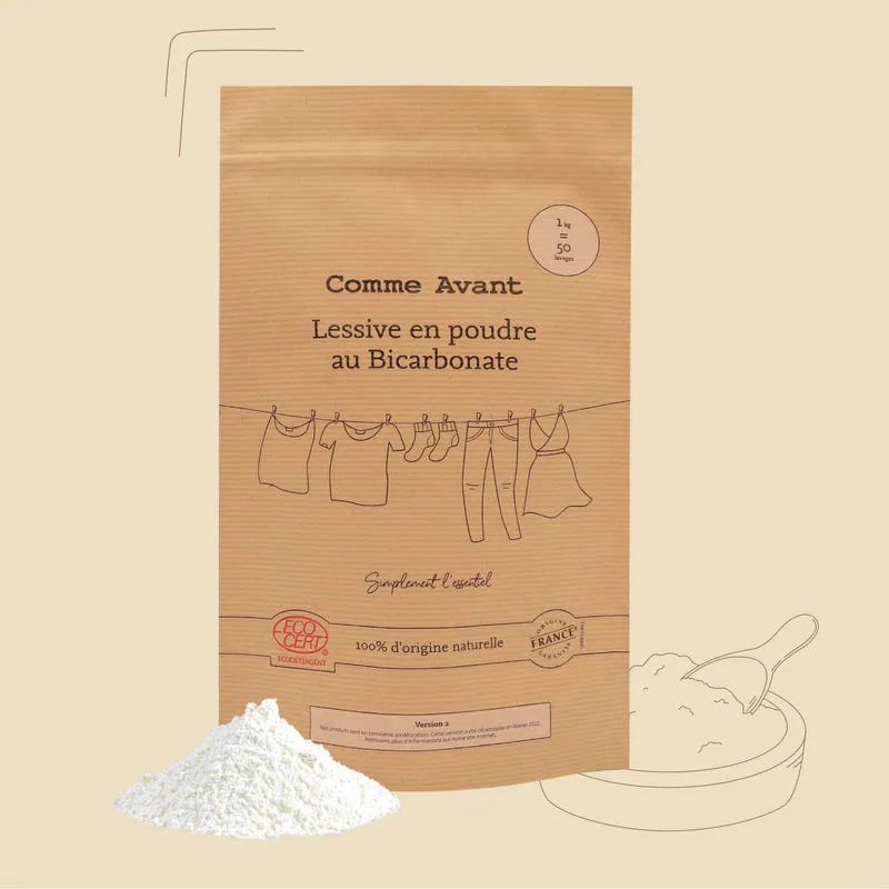 Lessive en poudre au bicarbonate 1kg - 50 Lavages-0