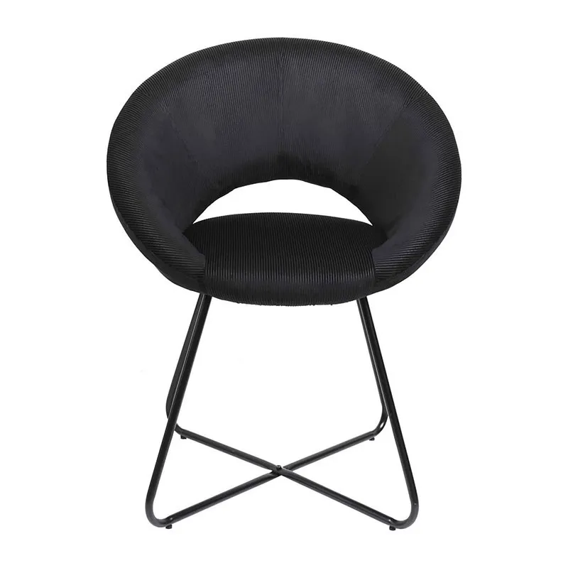 Fauteuil rond velours Giulia Noir - 67x52x84cm-2