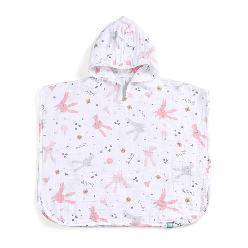 Poncho Lapin Rose - 0-12m-0