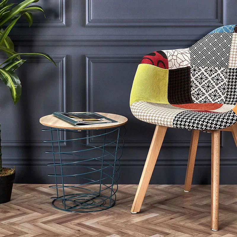 Table filaire Bois/Métal Cyclone Bleu - ø40x40,5cm-3